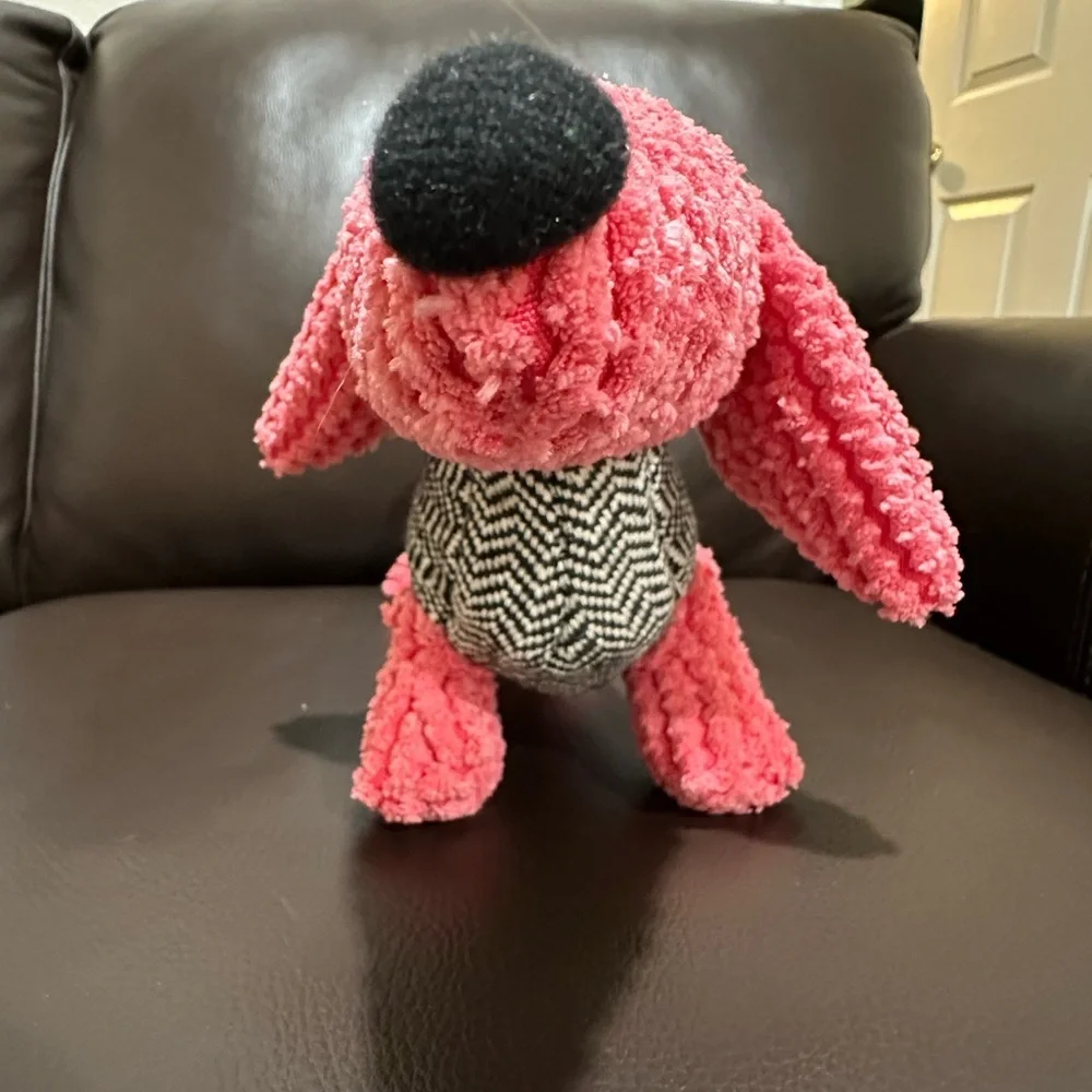 SQUEAKY TOY Cheerful Pink Black Dog Cat Plush Toy Terrycloth Soft Fabric